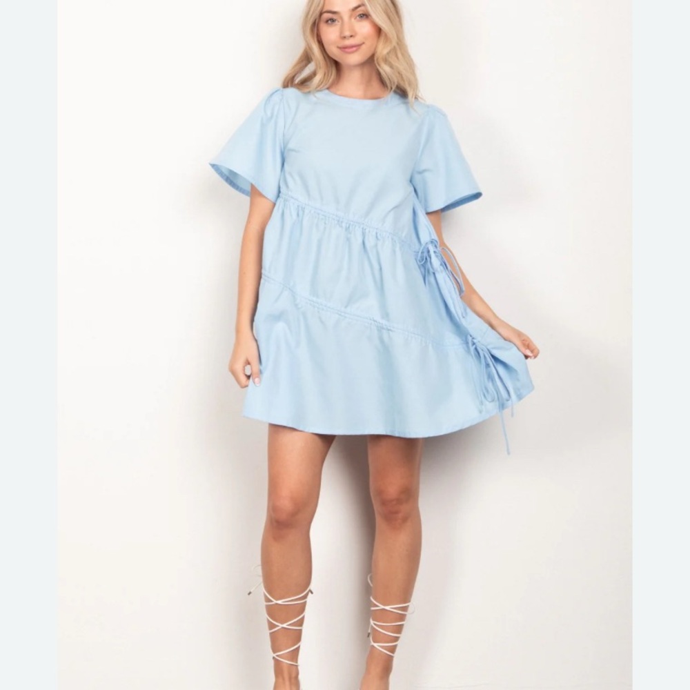 Chic Light Blue Mini Dress